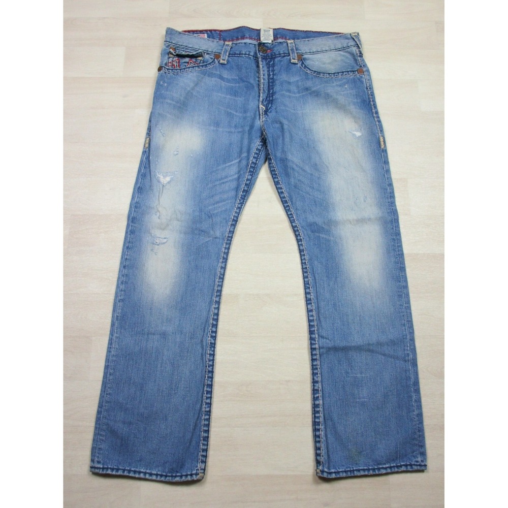 True Religion Men's Designer‎ Jeans - Ricky Super T USA Straight 42x34 Flap